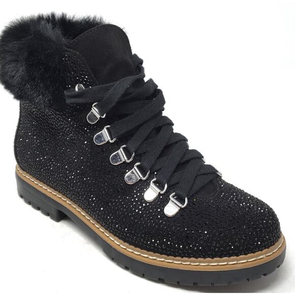 INC International Concepts Shoes - INC Int’l Concepts Macys Pravale Black Bling Hiker Ankle Booties Women's Sz 6.5